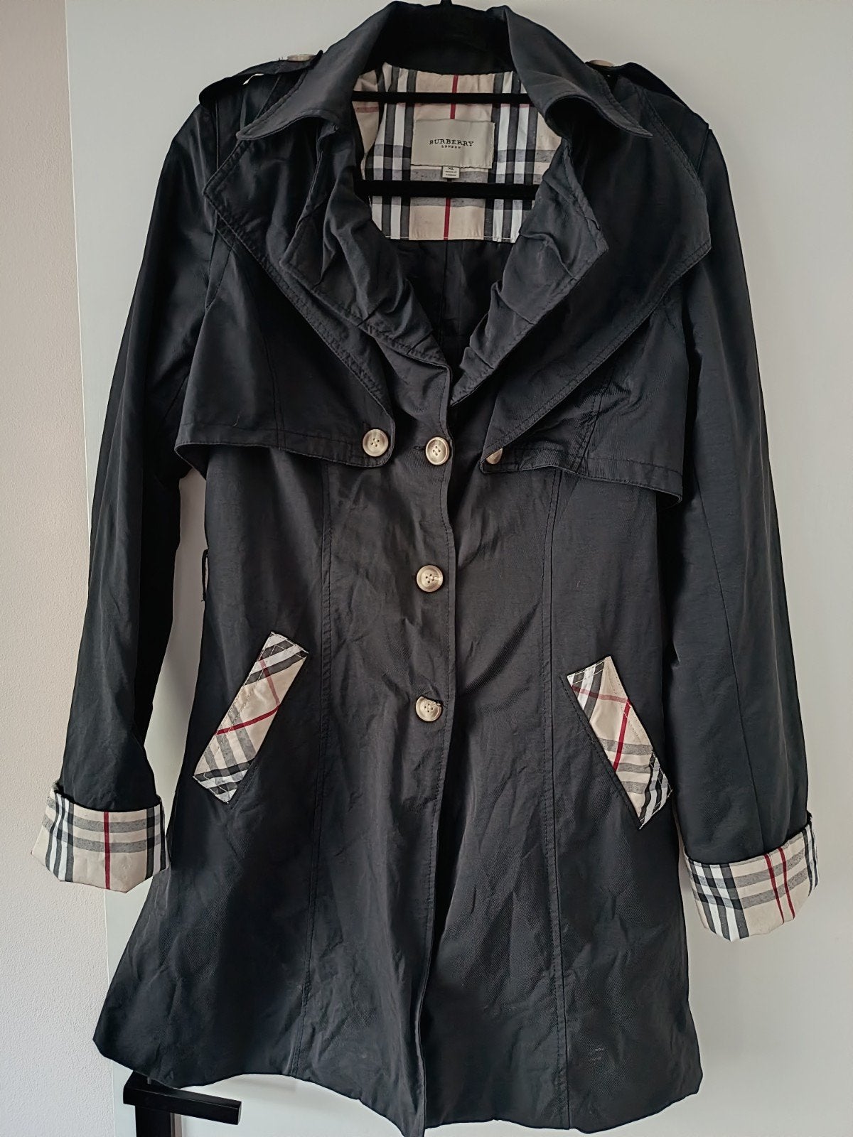 Burberry Trenchcoat regenjas zwart, Zwart, Maat 42/44 (L), Ophalen of Verzenden, Zo goed als nieuw