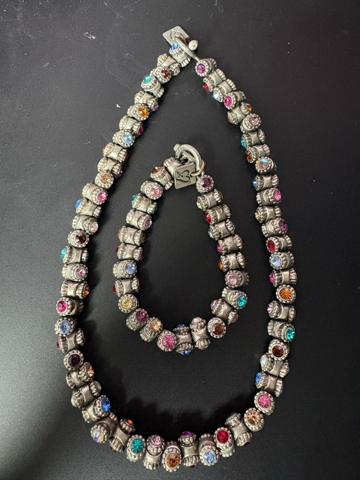Otazu ketting en armband set met gekleurde kristallen, Met kristal, Overige materialen, Overige kleuren, Ophalen of Verzenden