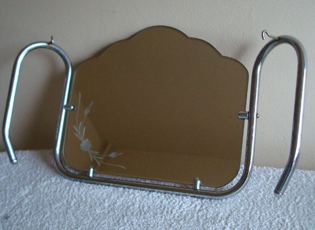 antieke spiegel met facet geslepen bloem retro/vintage, Ophalen, Rechthoekig, Minder dan 50 cm