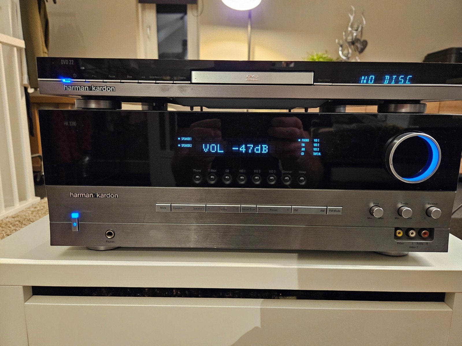 Receiver/dvd speler Hardon Kardon Hk3380/Dvd22, Gebruikt, 60 tot 120 watt, Stereo, Ophalen