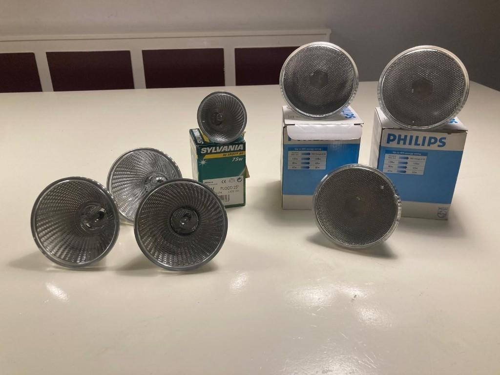 7 halogeenlampen van 100/75watt, Ophalen, 60 watt of meer, Halogeen (gloei)lamp, Nieuw
