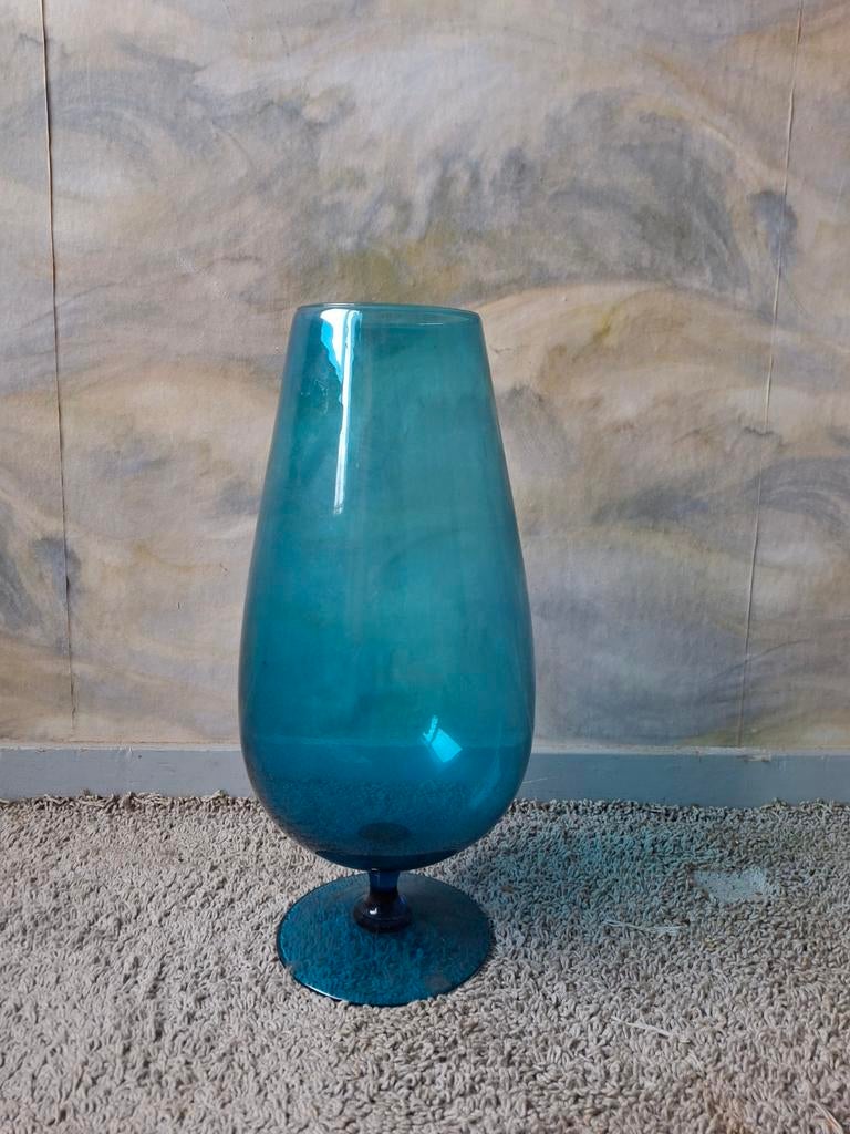 Antiek glazen vaas groot aqua blauw, Ophalen