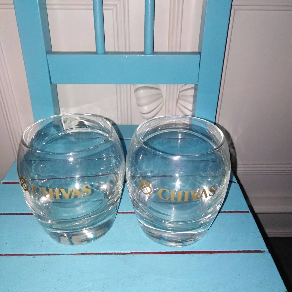 Chivas Scotch whisky glazen met goud logo 2 stuks, Ophalen, Zo goed als nieuw, Overige typen