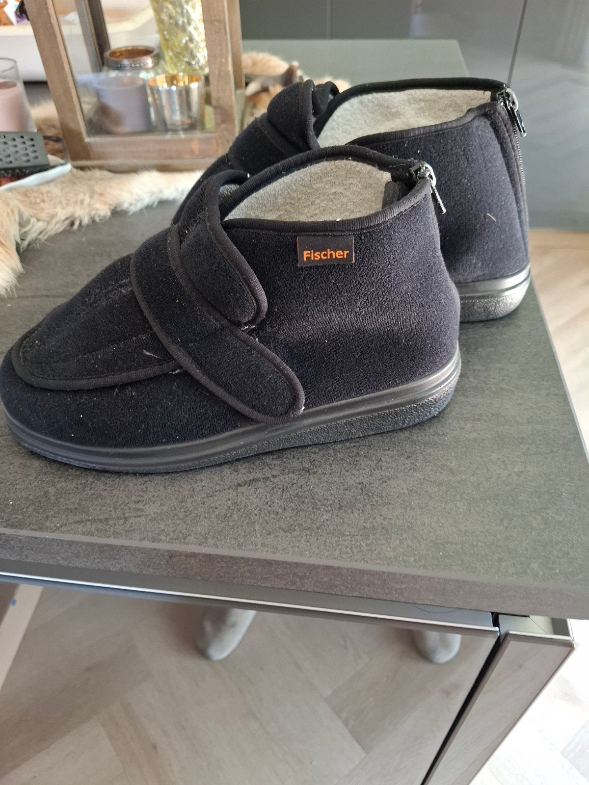 Fischer Zwarte Pantoffels - Comfortabel en Warm, Ophalen, Zwart, Pantoffels of Sloffen, Gedragen