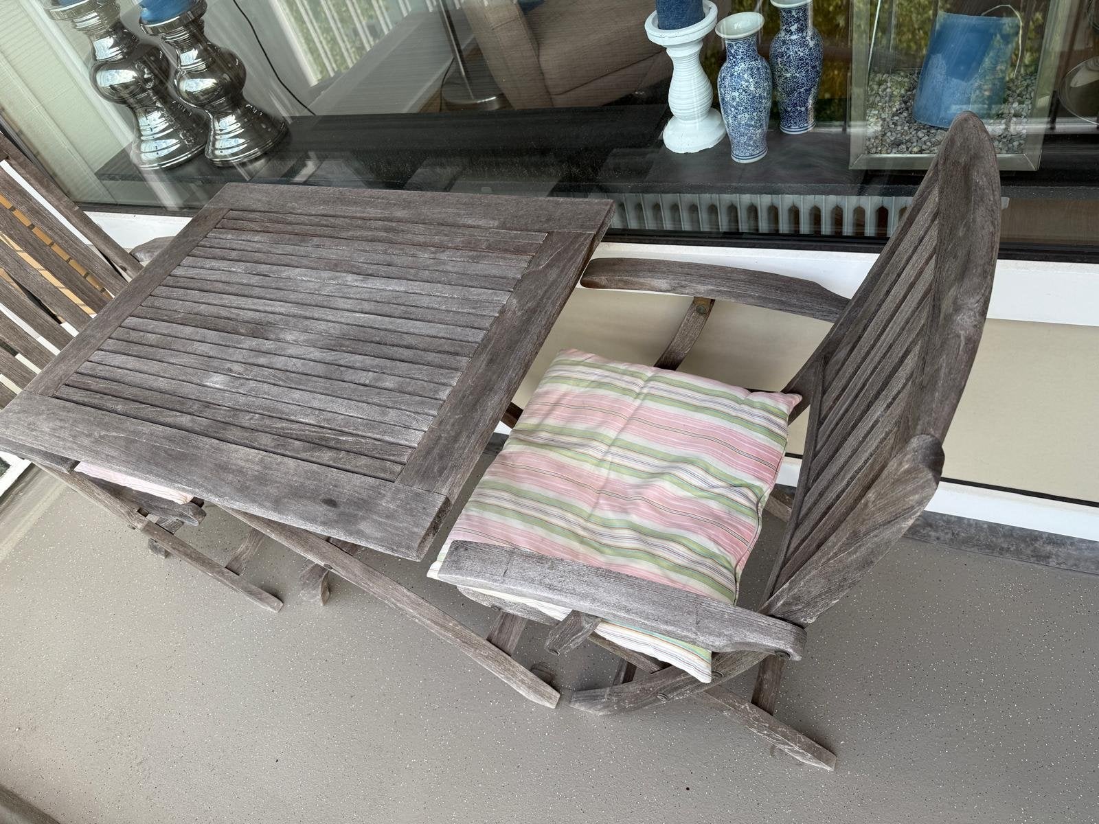 Jati & Kebon Teakhouten Tuinset - Tafel met 2 Klapstoelen, Ophalen, Gebruikt, Teakhout
