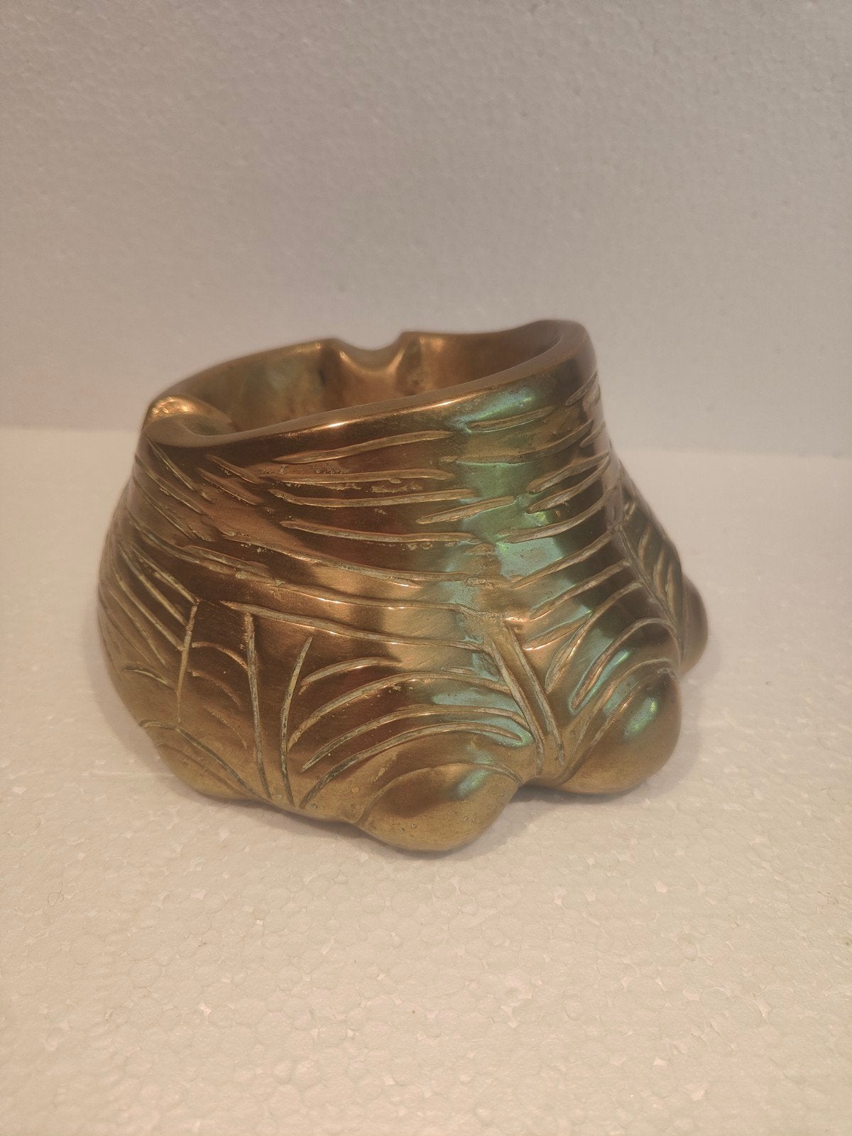 Vintage vergulde bronzen asbak, jaren 70 olifante poot, Verzenden, Brons