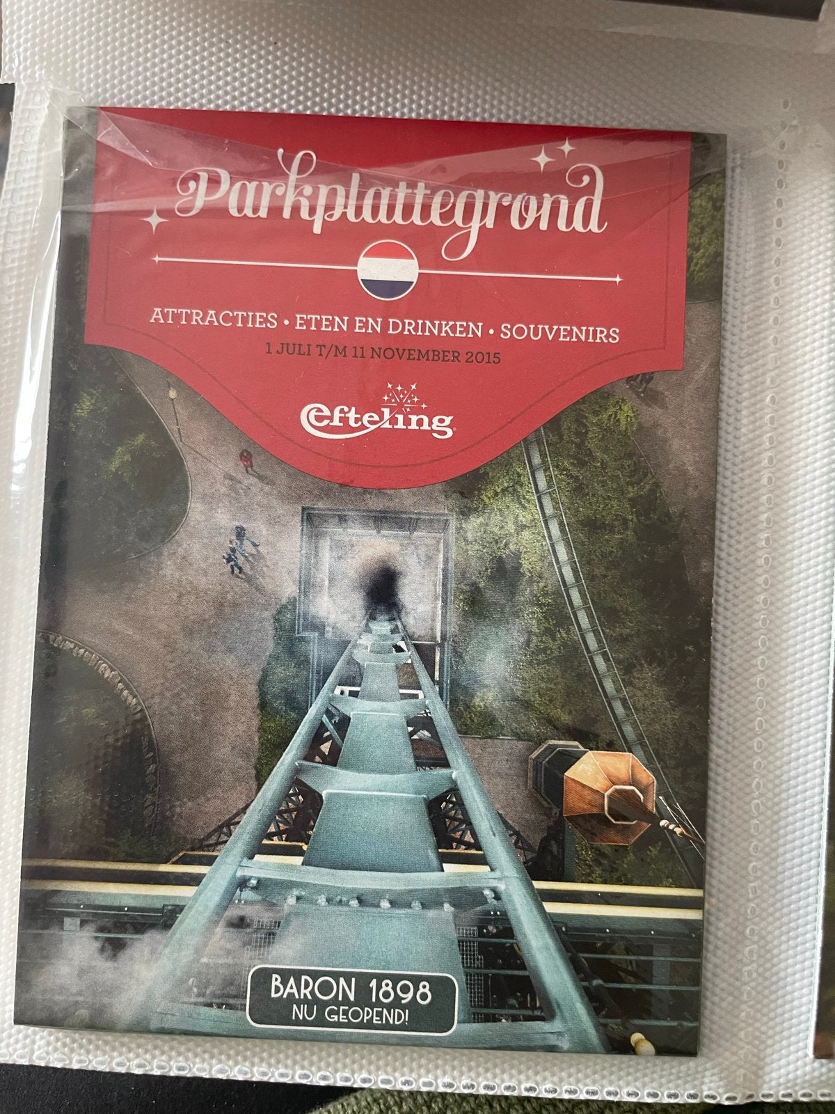Efteling Parkplattegrond 2015 - Baron 1898 Geopend, Ophalen of Verzenden, Gebruikt, Overige typen