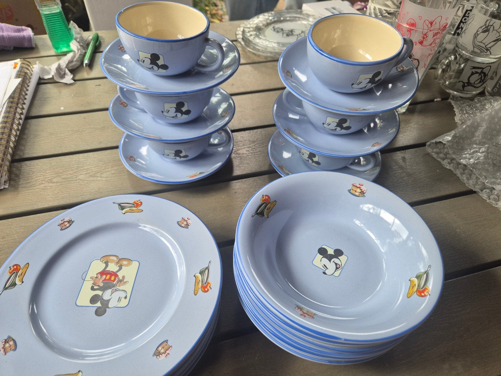 6-delig Disneyland Parijs Servies met Mickey Mouse, Huis en Inrichting, Ophalen, Overige merken, Zo goed als nieuw, Overige stijlen