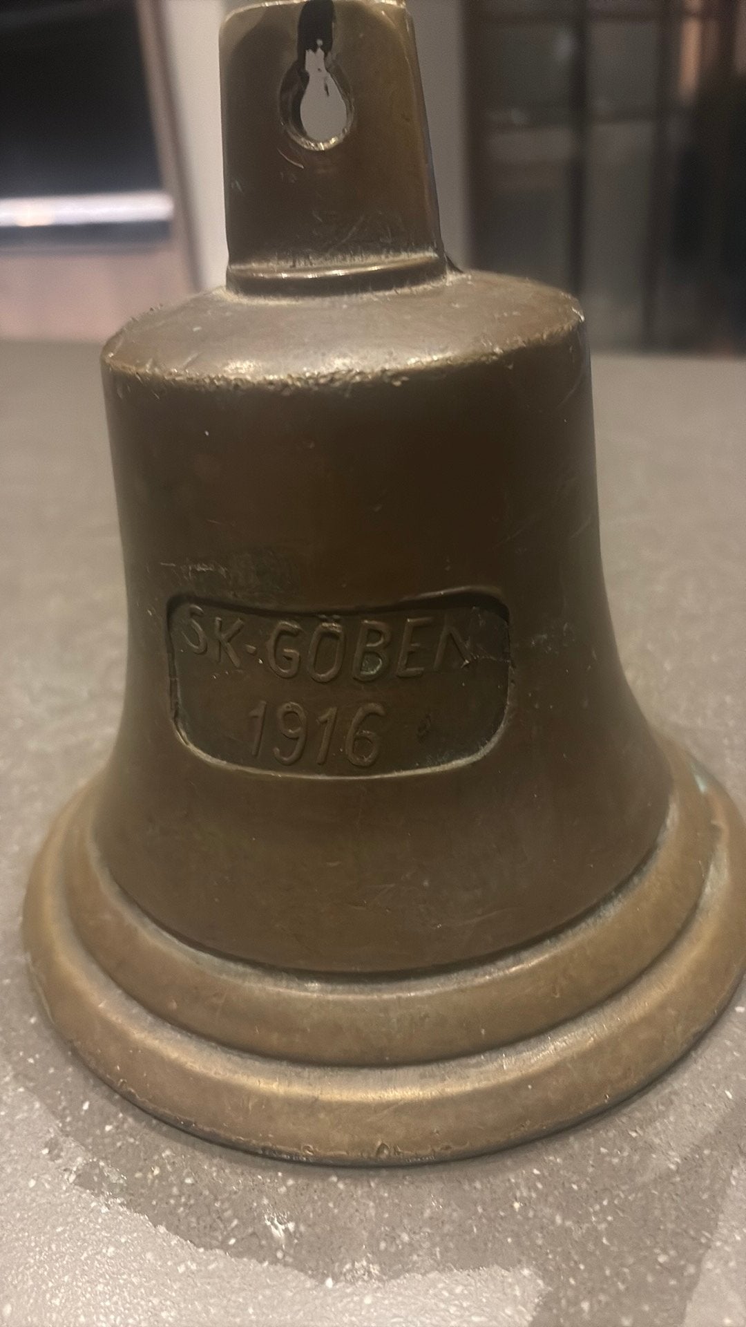 Antieke Messing Scheepsbel – SK GÖBEN 1916, Verzenden, Koper