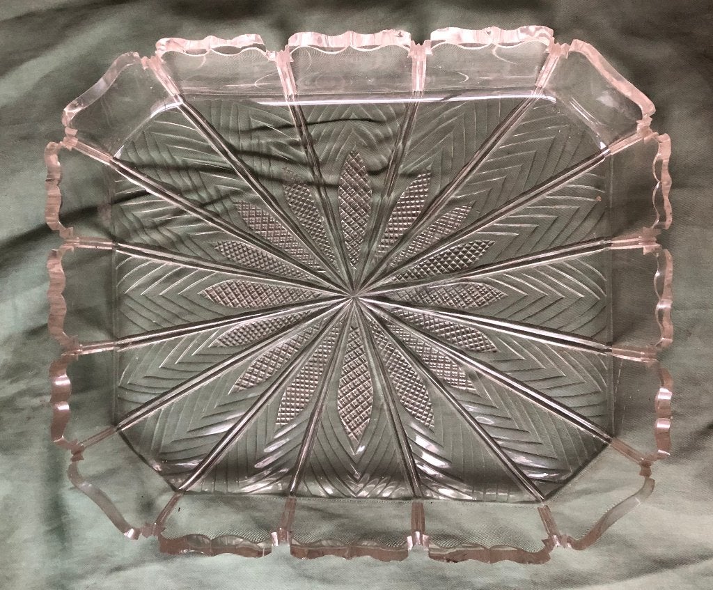 Biedermeier kristal dienblad, presenteerblaadje, Ophalen of Verzenden
