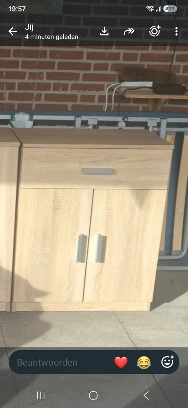klein dressoir/kastje met lade en 2 deurtjes, Ophalen