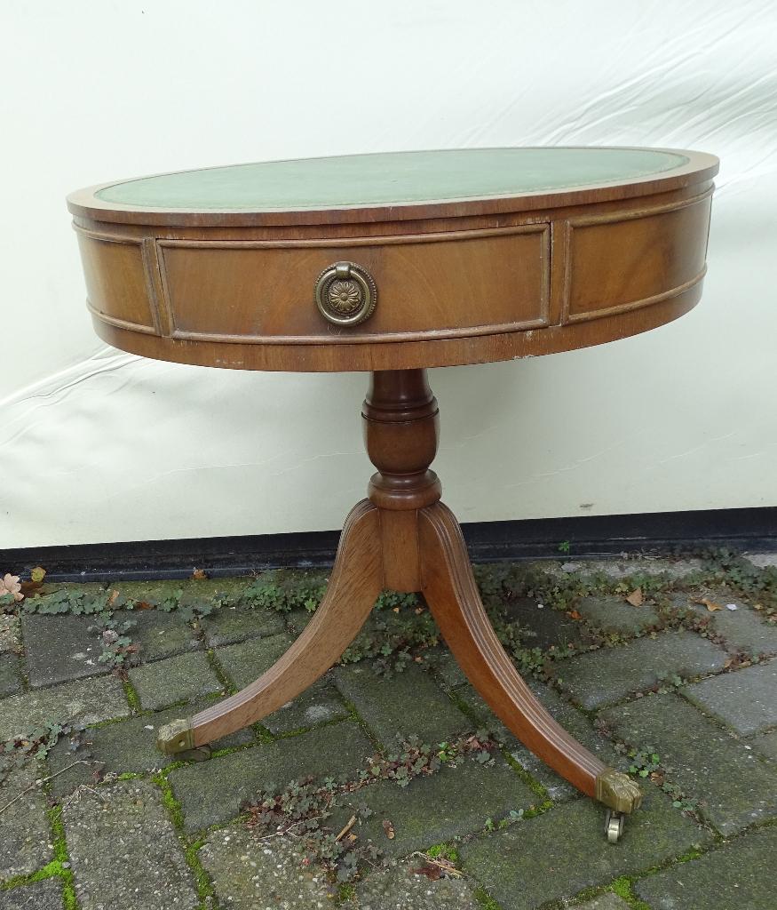 Antiek rooktafeltje met leer ingelegd, Ophalen
