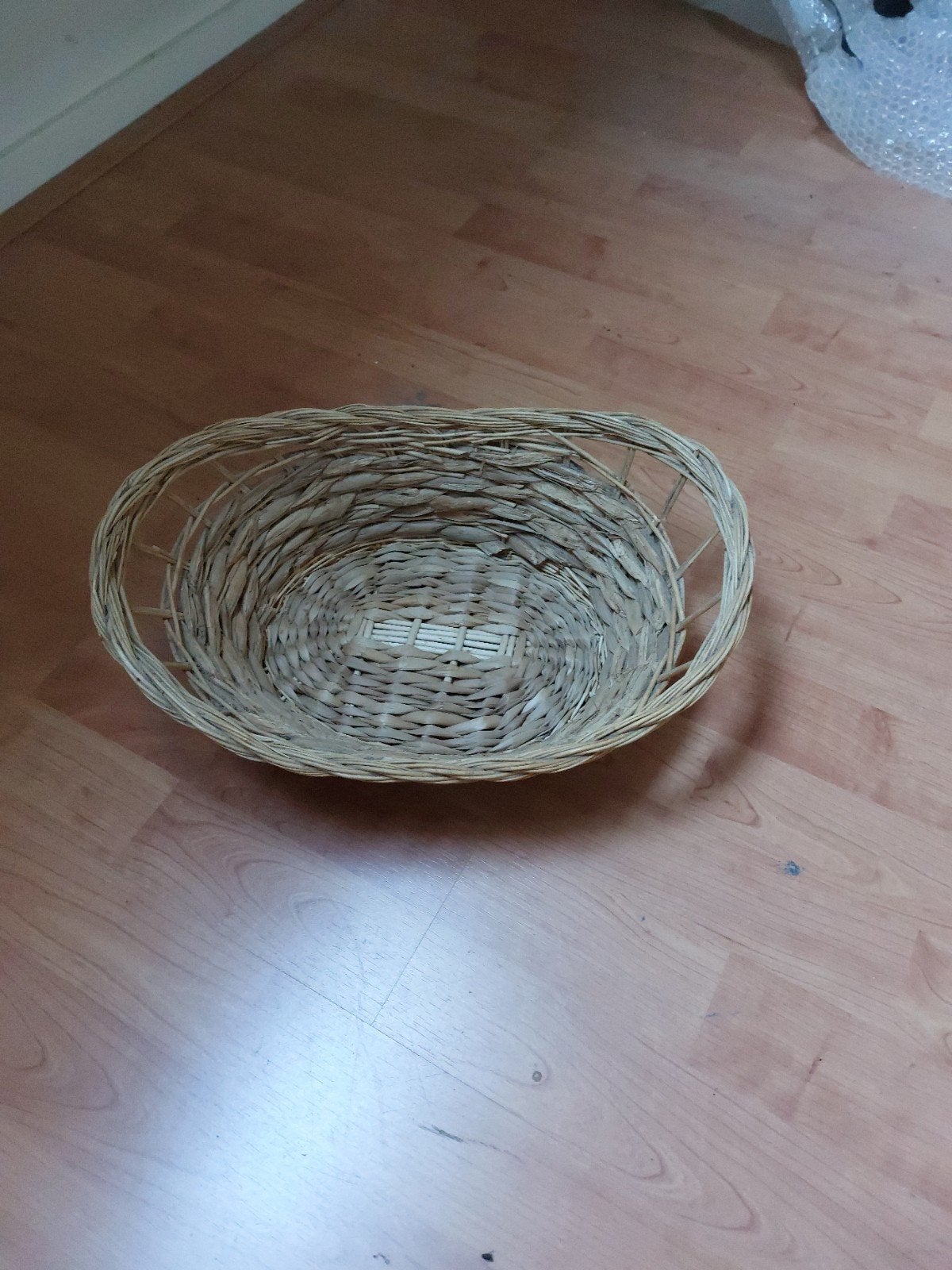 Decoratieve rieten schaal/mand, ovaal, 38x27x9/13cm, Gebruikt, Gevlochten, Mand, Ophalen of Verzenden