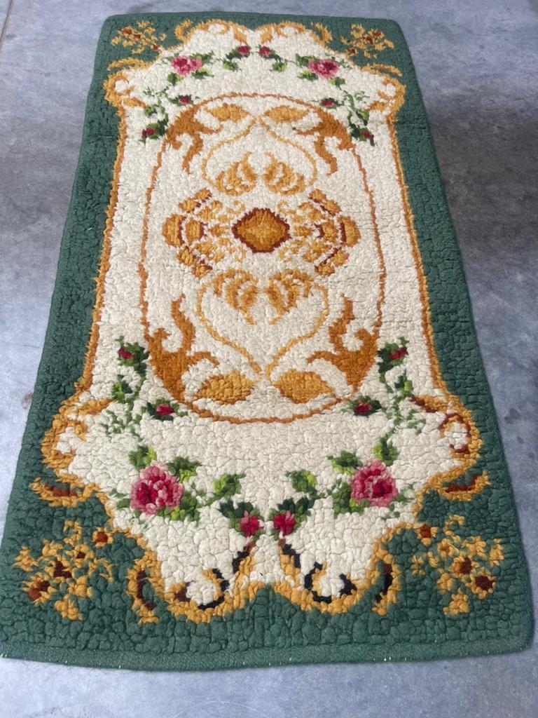 Handgeknoopte loper van scheerwol - 79x149cm, Gebruikt, 100 tot 150 cm, Rechthoekig, Groen