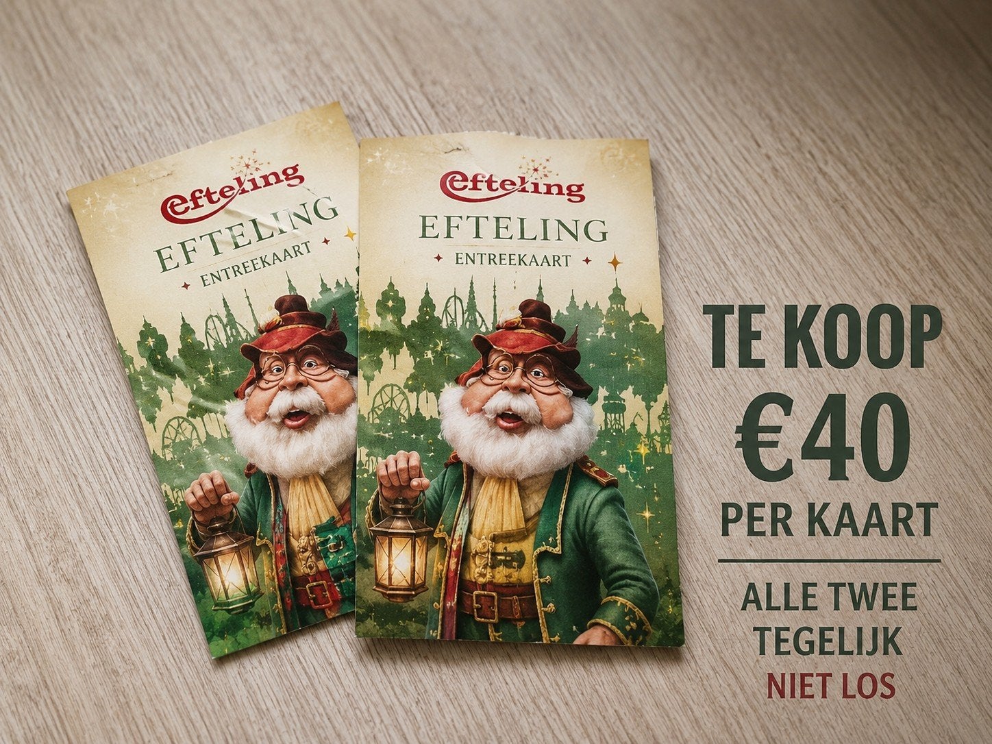 Efteling kaarten twee stuks, Ophalen, Winkel, Super of Benzinepomp, Volle spaarkaart