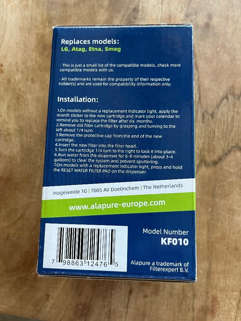 ALA PURE Waterfilter Koelkast, Zonder vriesvak, 200 liter of meer, Nieuw, 160 cm of meer