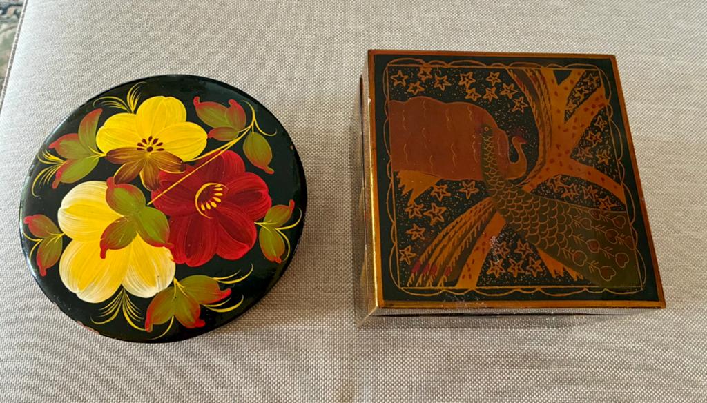 Twee vintage lakdoosjes, Ophalen of Verzenden