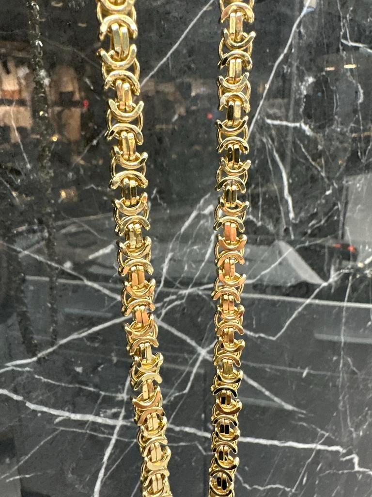 14k Gouden Platte Koningsketting, Sieraden, Tassen en Uiterlijk, Kettingen, Ophalen of Verzenden, Nieuw, Goud