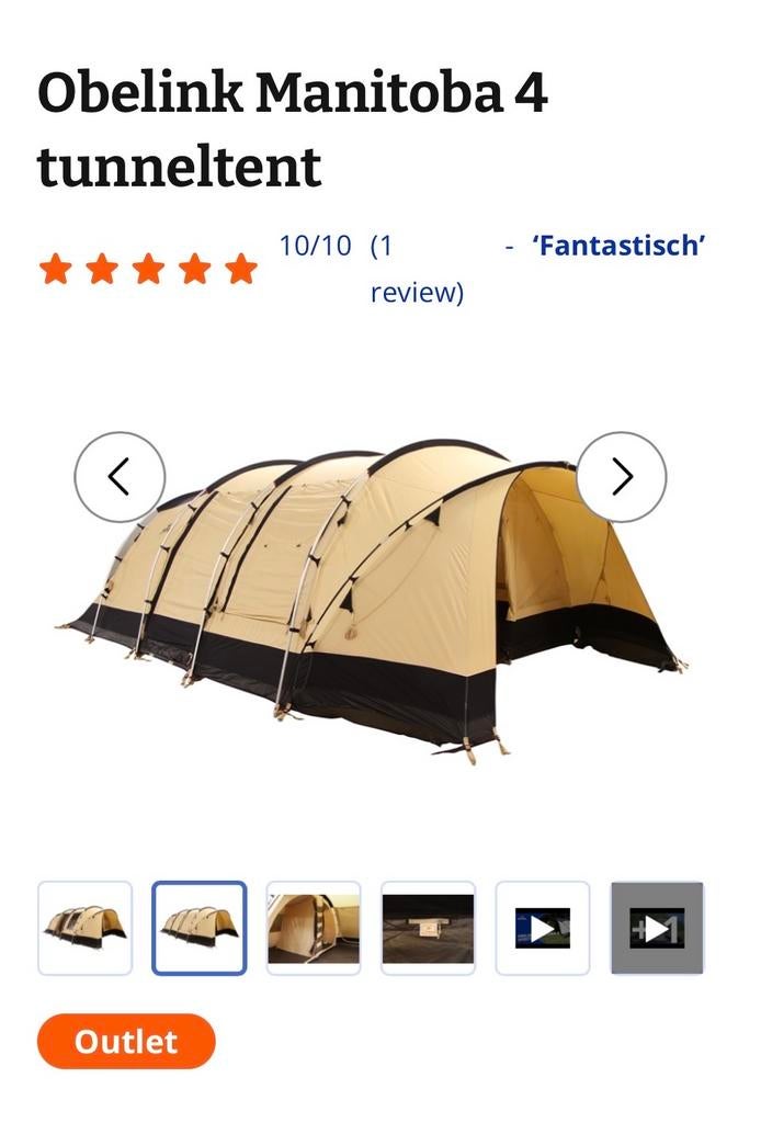 Obelink Manitoba 4 tunneltent + luifel, Caravans en Kamperen, Tenten, tot en met 4, Gebruikt, Ophalen