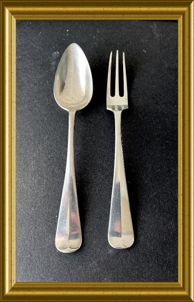 Oud zilveren dessert couvert Haags Lofje. Van Kempen, 1906, Antiek en Kunst, Ophalen of Verzenden, Zilver