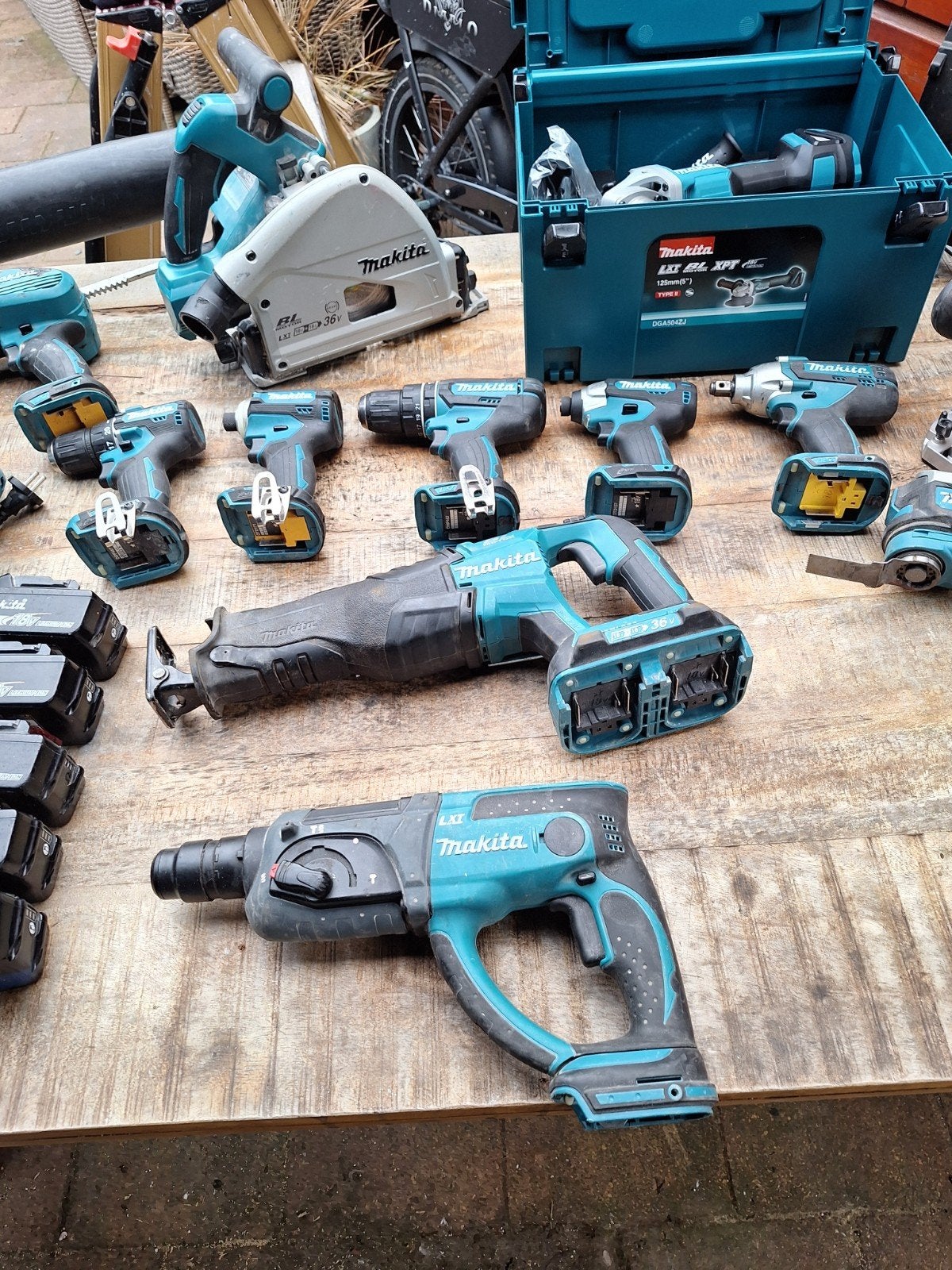 Grote set Makita gereedschap met veel accu's en laders, Ophalen, Gebruikt, Accuboormachine, Makita
