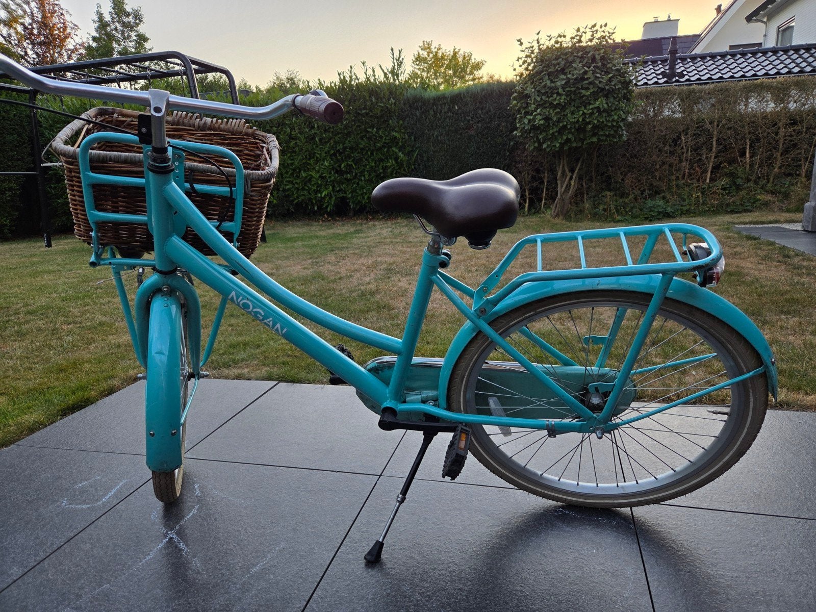 Nogan 24 inch meisjesfiets - Turquoise met mand, Velgrem, Ophalen, Overige merken, Gebruikt