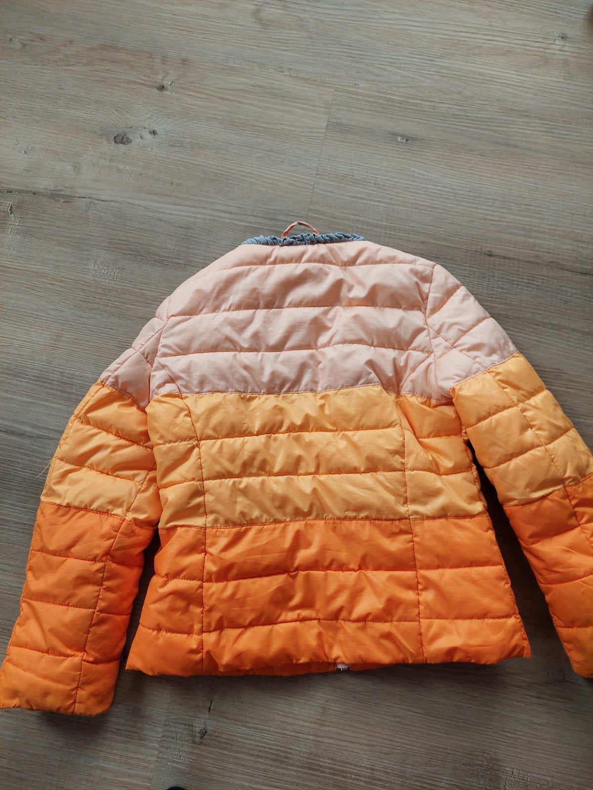 Benetton gewatteerde jas - Oranje/Roze - Maat 110, Ophalen of Verzenden, Gebruikt, United Colors of Benetton, Jongen of Meisje