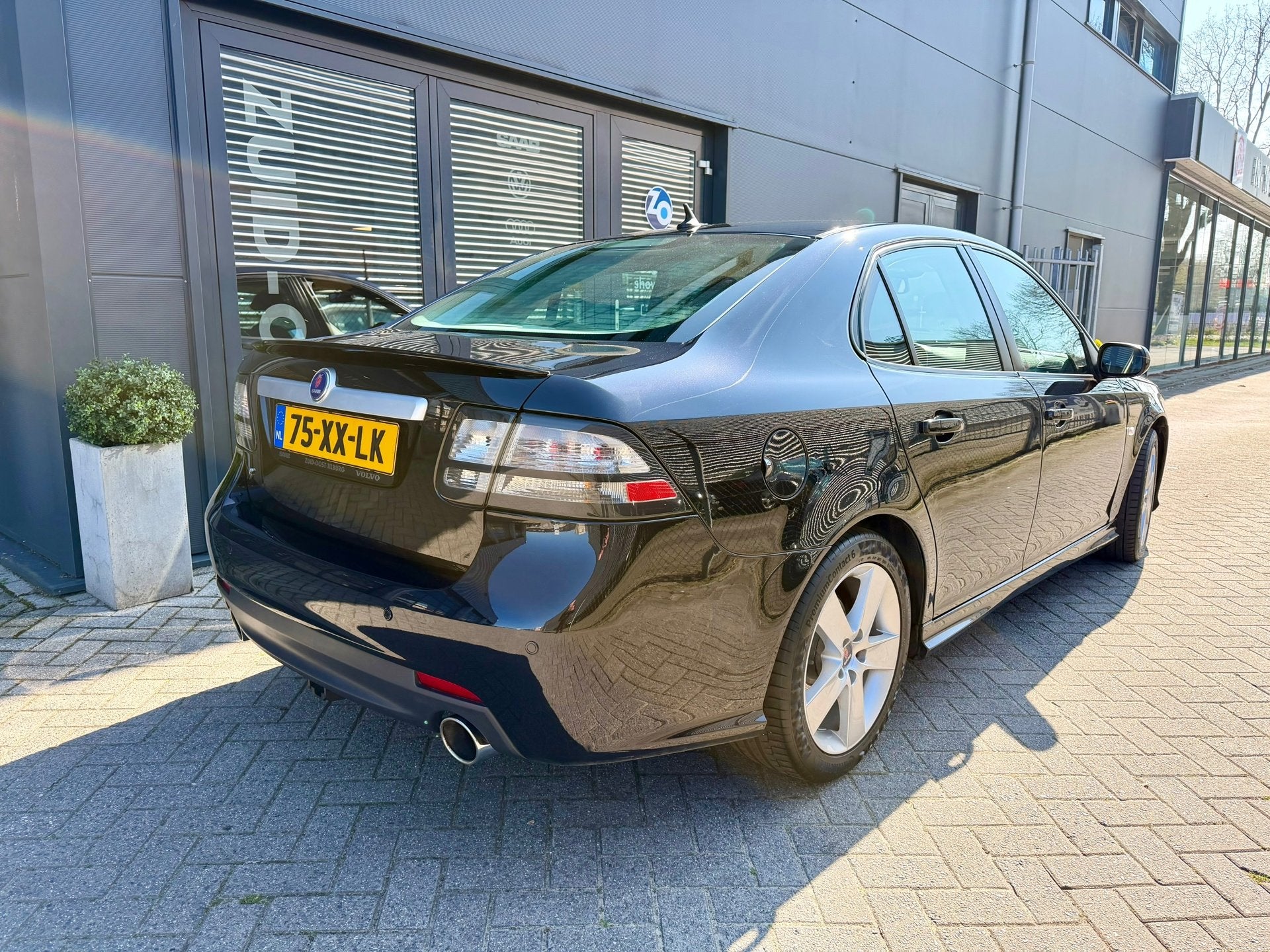 Saab 9-3 Sport Sedan 1.8T Hirsch uitlaat, Carplay dealeronde, Auto's, Gebruikt, Zwart, 4 cilinders, Leder en Stof