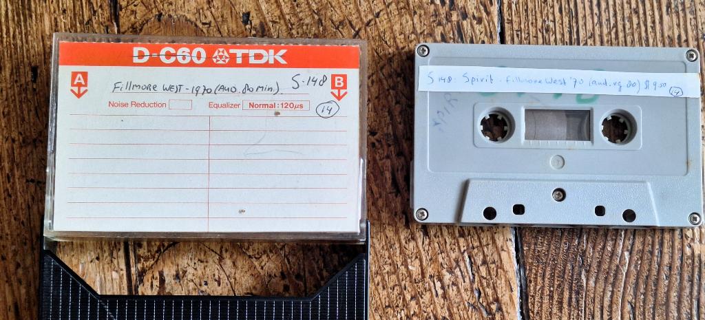 SPIRIT (Randy California/Ed Cassidy) Fillmore 1970 live tape, Ophalen of Verzenden, Gebruikt, 1 bandje