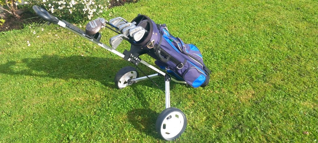 Golfset met tas en golftrolley, Ophalen, Gebruikt, Set, Overige merken