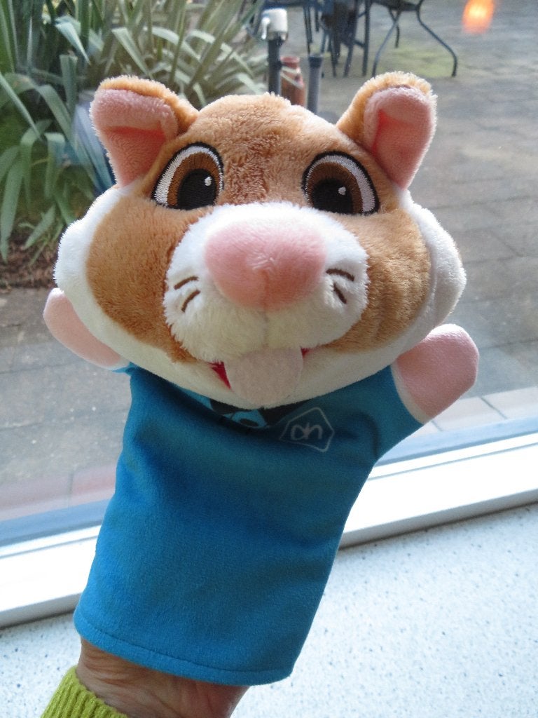 Handpop Hamster poppenkastpop van Albert Heijn AH blauw, Albert Heijn, Hamster, Blauw, Ophalen of Verzenden