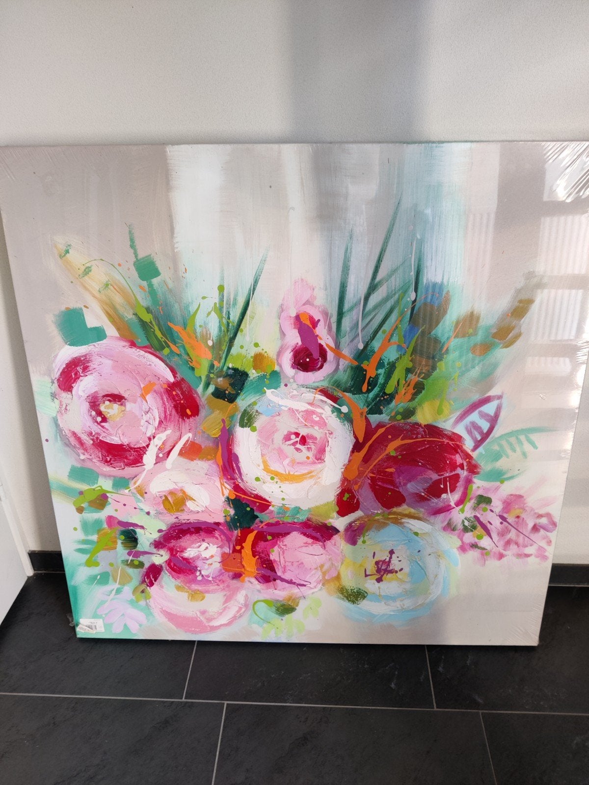 Groot olieverf schilderij 1x 1m. Nog groot deel in plastic, Tuin en Terras, Ophalen, Zo goed als nieuw