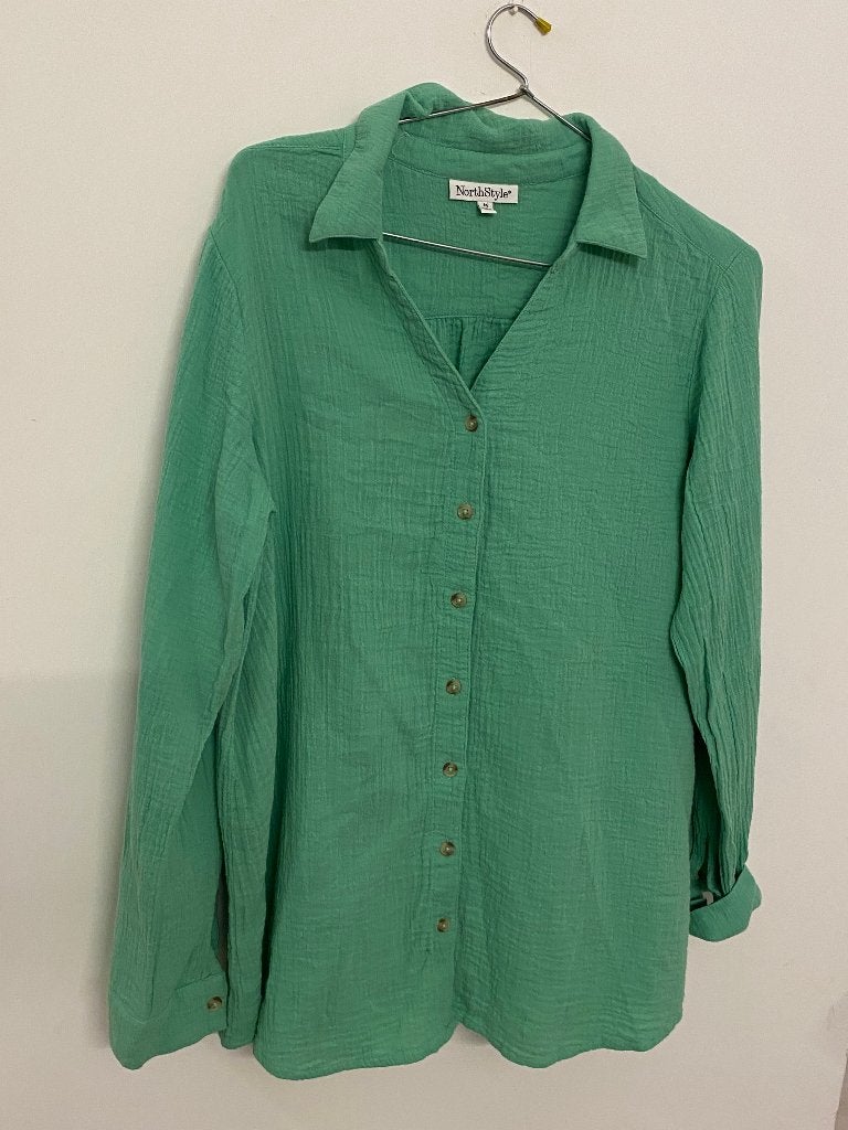 ZACHT GROEN DAMES KATOEN BLOUSE, MAAT; L, Ophalen of Verzenden, Nieuw, Maat 42/44 (L), Groen