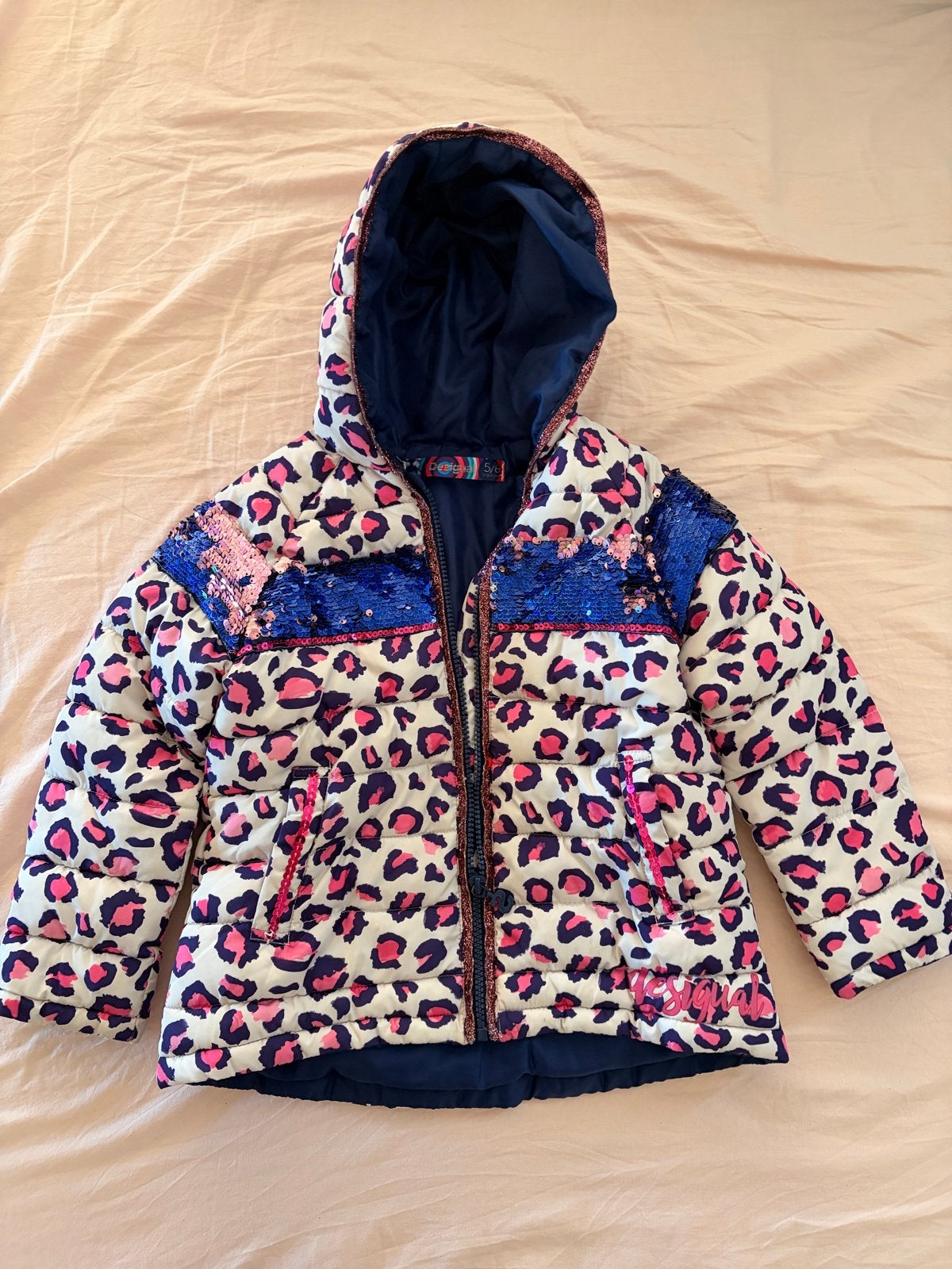 Desigual winterjas met luipaardprint en pailletten, Ophalen of Verzenden, Zo goed als nieuw, Meisje