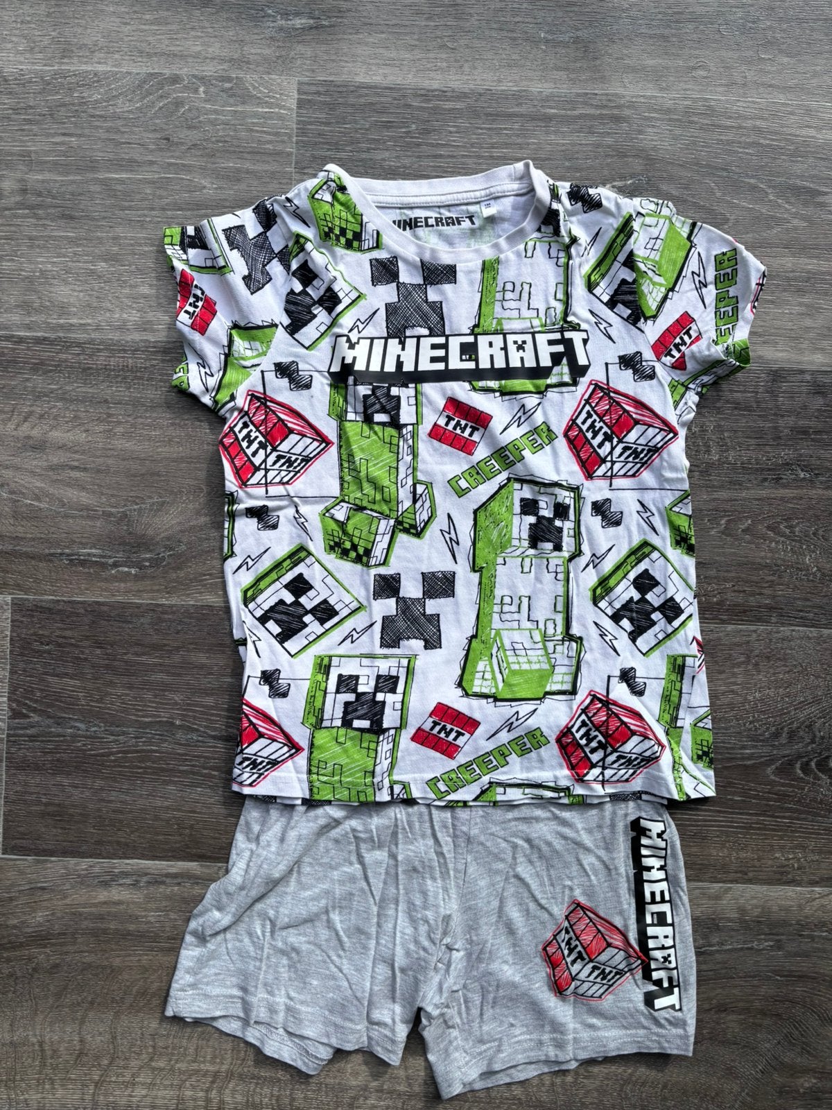 Minecraft shortama maat 134, Kinderen en Baby's, Ophalen of Verzenden, Zo goed als nieuw, Jongen, Nacht- of Onderkleding