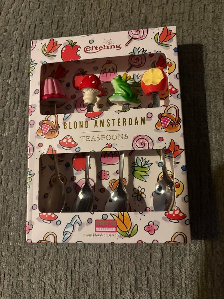 Nieuw - Doosje van 4 theelepeltjes Blond Amsterdam, Efteling, Ophalen of Verzenden, Nieuw, Bestekset
