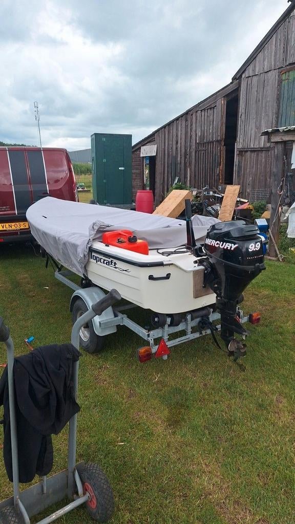 Topcraft 390 met 9.9 Mercury en trailer visboot console boo, Ophalen