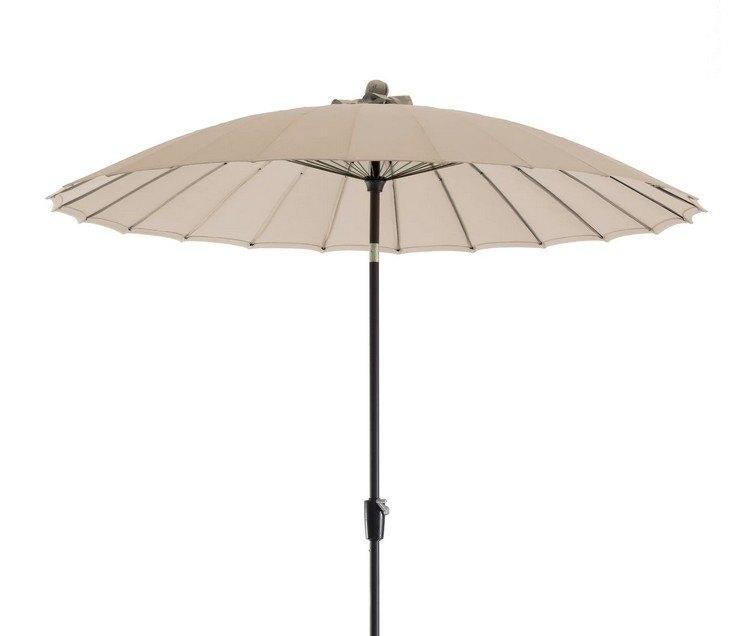 Parasol taupe, Ophalen, Kantelbaar, Zo goed als nieuw, Stokparasol