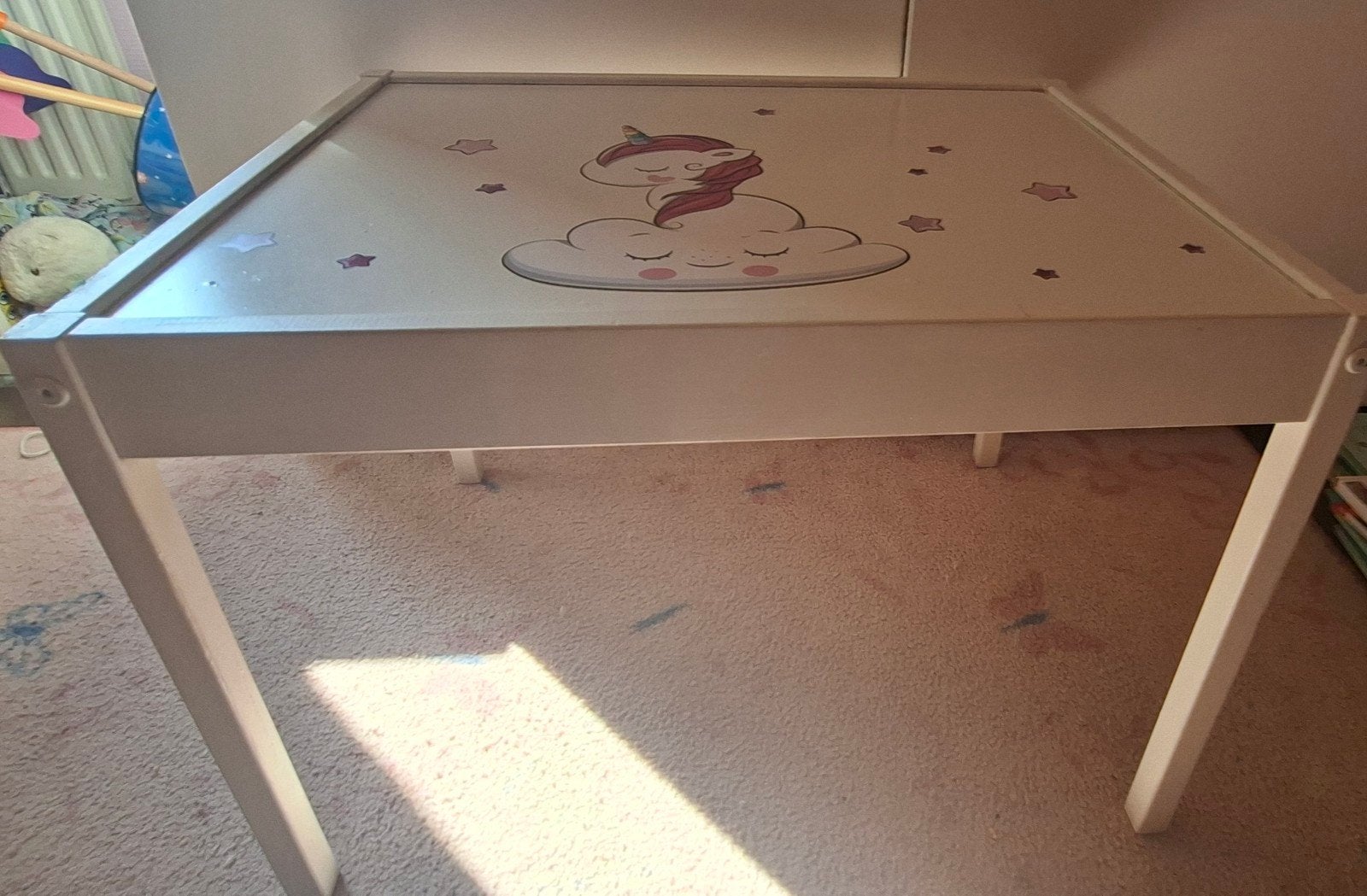 witte kinder tafel bureau met eenhoornsticker, Ophalen, Gebruikt, Tafel(s)