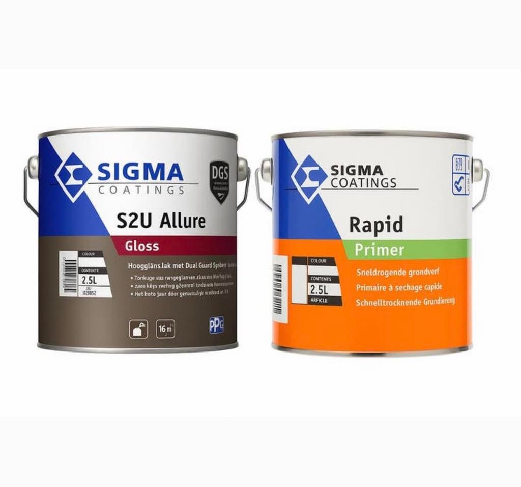 Sigma S2u Allure Gloss G0.04.84 2.5L + 2.5L Primer Nieuw, Verzenden, Wit, Nieuw, Verf