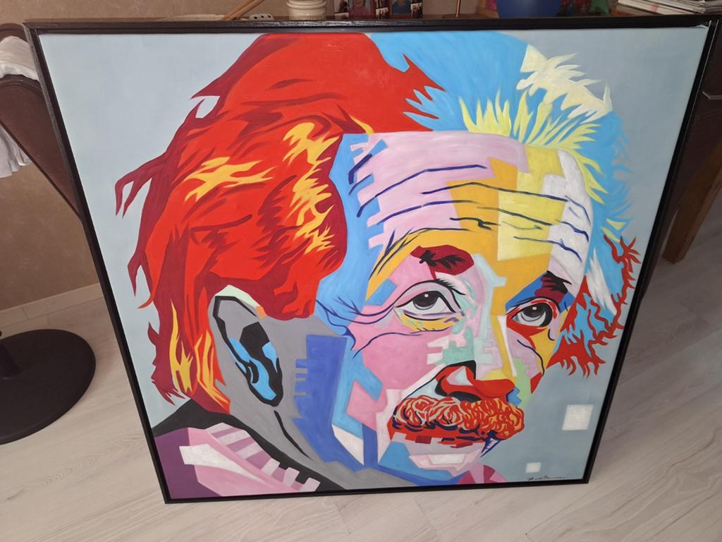 Pop Art Schilderij Albert Einstein - Gesigneerd & Genummerd, Ophalen of Verzenden
