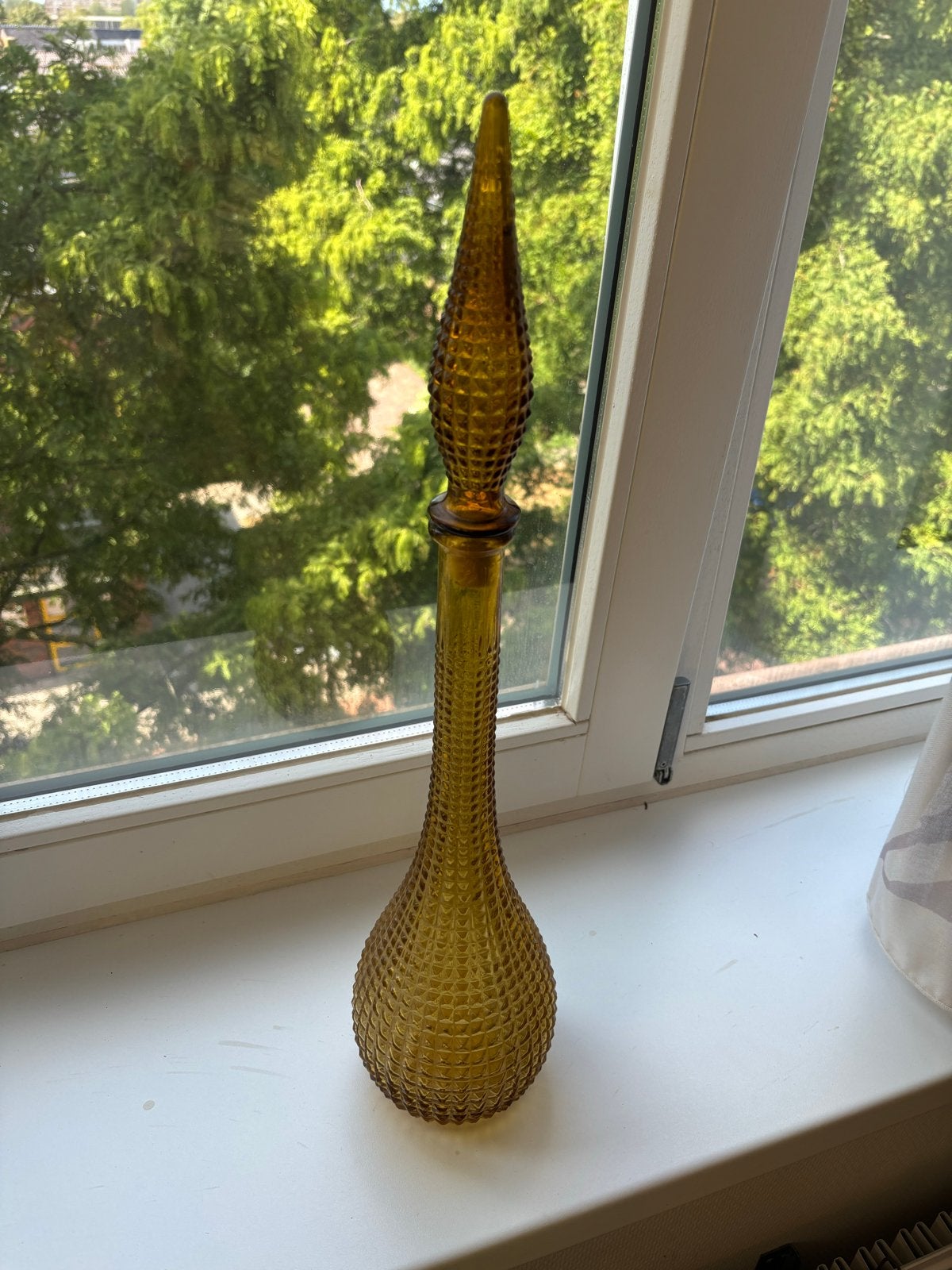Vintage Amber Glazen Karaf met Puntige Stop, Ophalen