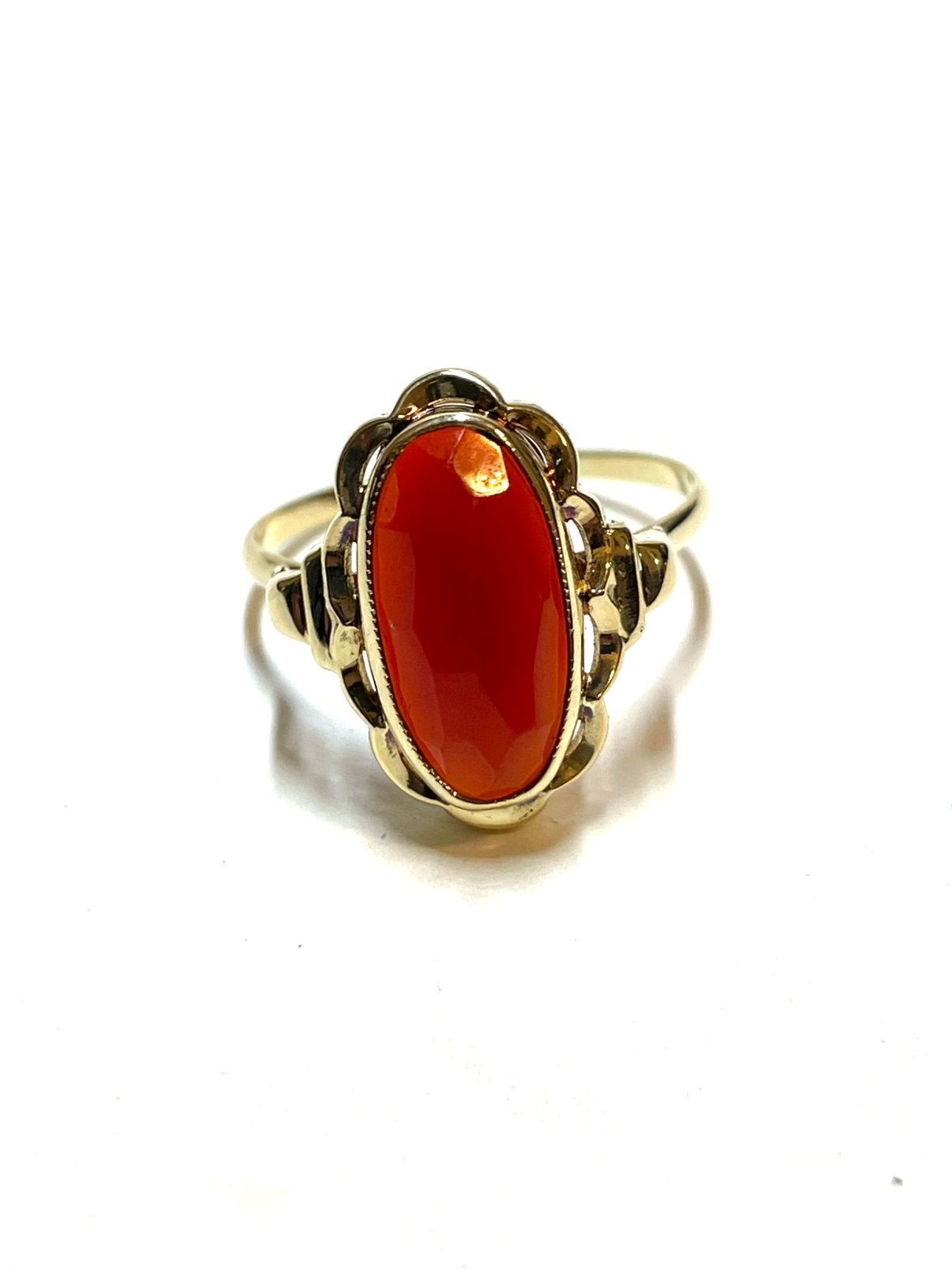 14k gouden ring met een carneool, -, 19 tot 20, -, Ophalen of Verzenden