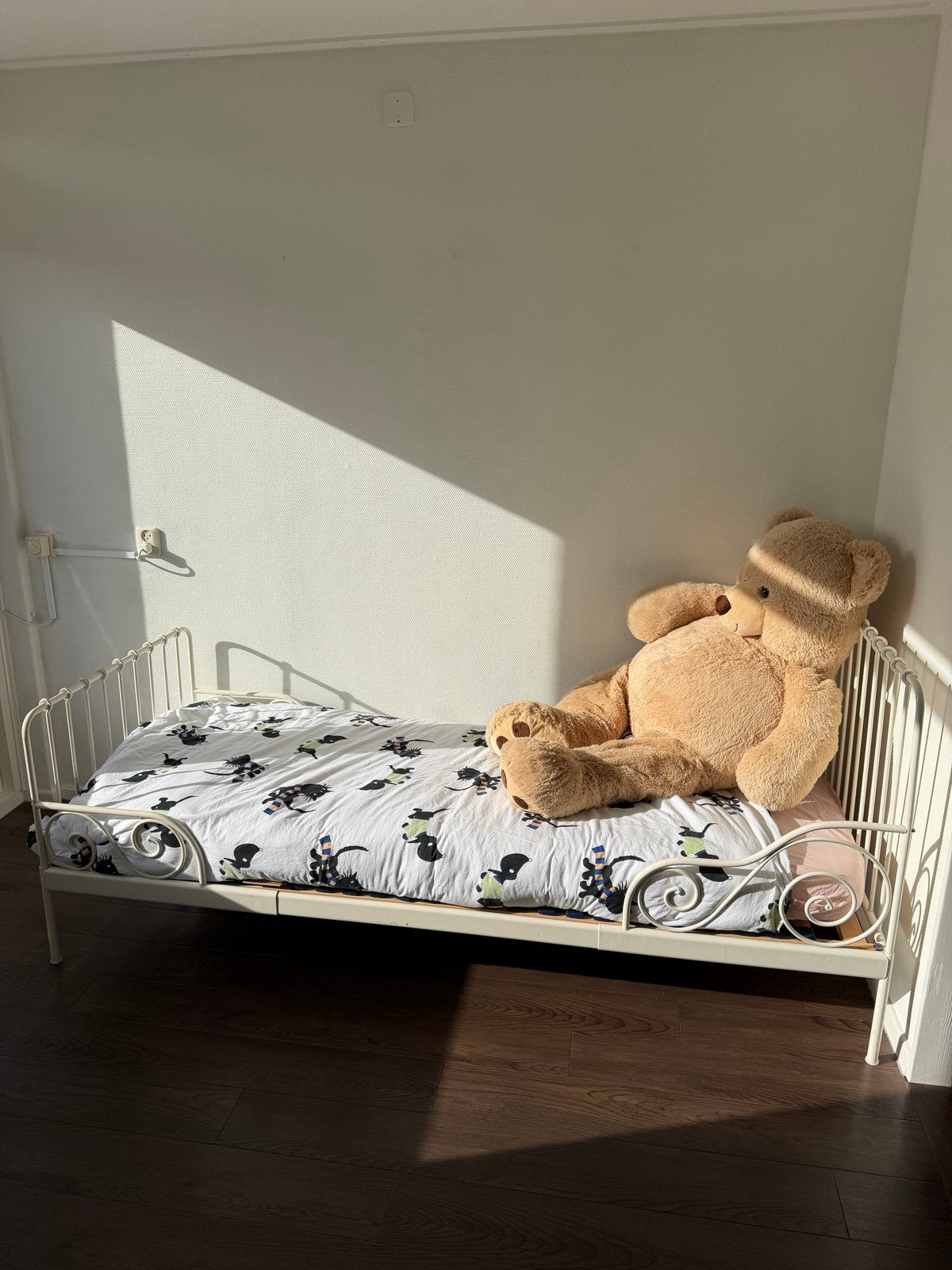IKEA Meegroeibed - Wit metalen frame, Eenpersoons, Wit, 80 cm, Metaal