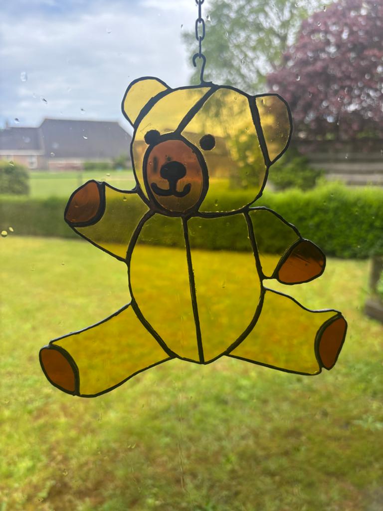 Tiffany glas in lood beertje, Huis en Inrichting, Ophalen, Overige stijlen, Zo goed als nieuw, Glas