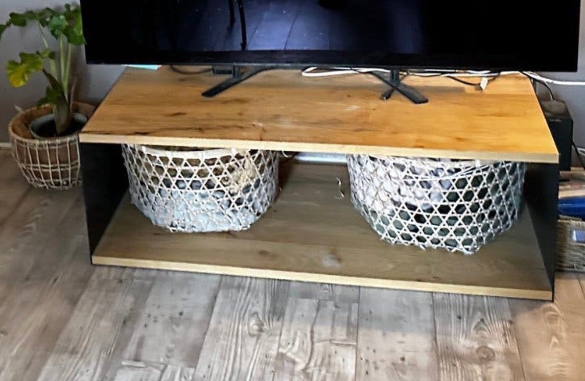 Modern tv meubel met opbergruimte, Ophalen, Gebruikt, 100 tot 150 cm, Minder dan 100 cm