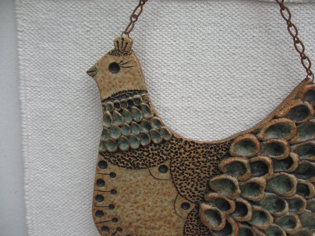 Vintage duif van aardewerk jaren 60 wanddecoratie, Ophalen of Verzenden