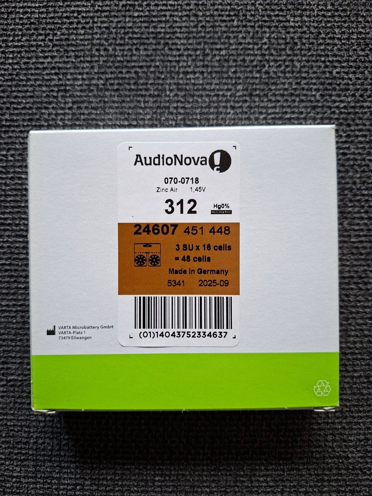 Audio nova batterijen 312 hoortoestelbatterijen (209 stuks), Ophalen of Verzenden, Nieuw