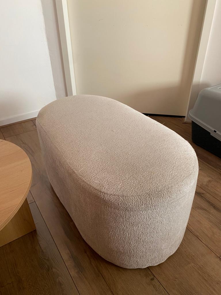 Beige poef teddy Jysk, Ophalen, Gebruikt, Rond, Minder dan 50 cm
