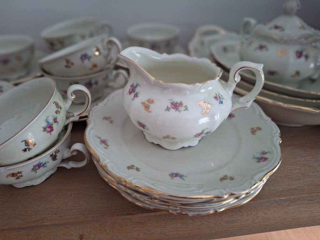 Vintage servies Spenzo , bloemetjesmotief, Ophalen, Gebruikt, Vintage, Porselein